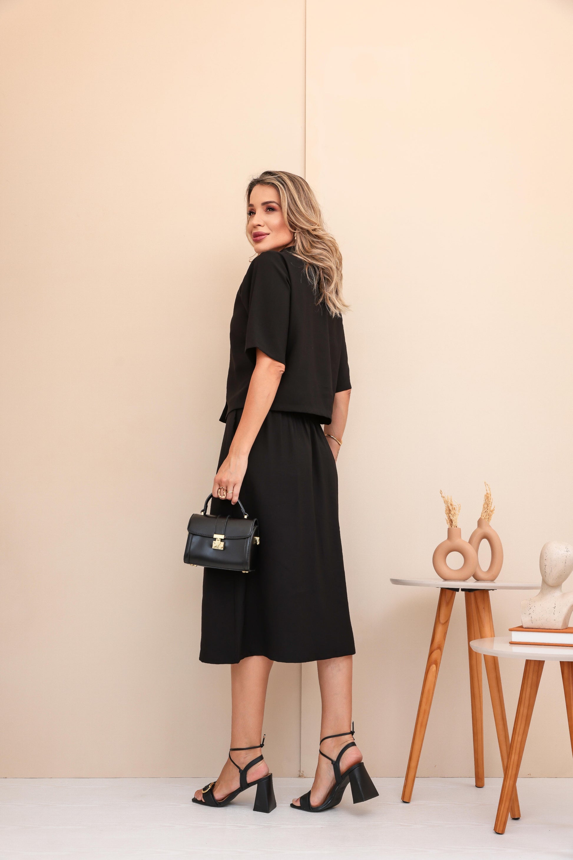 Conjunto Saia Mel - Preto
