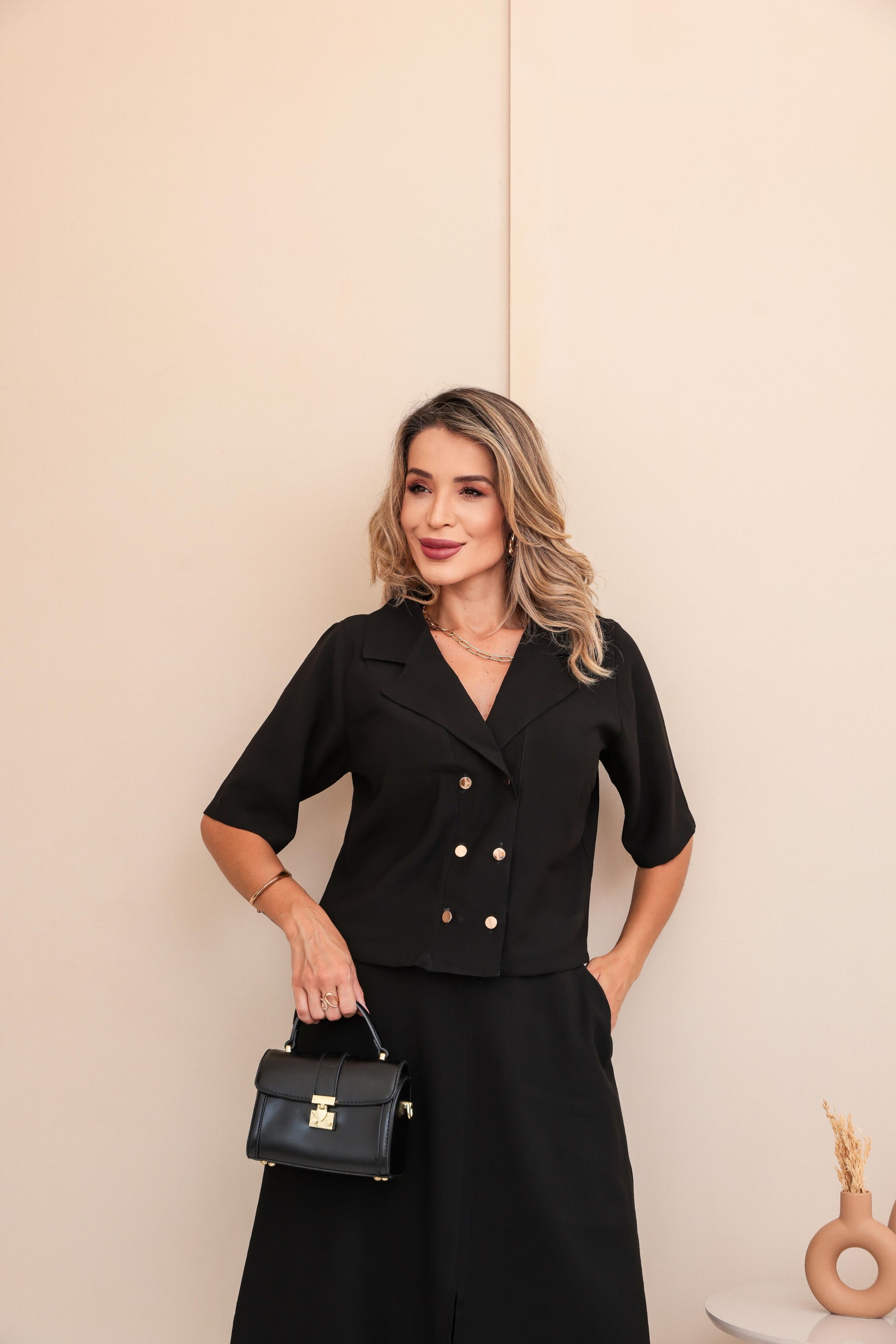 Conjunto Saia Mel - Preto