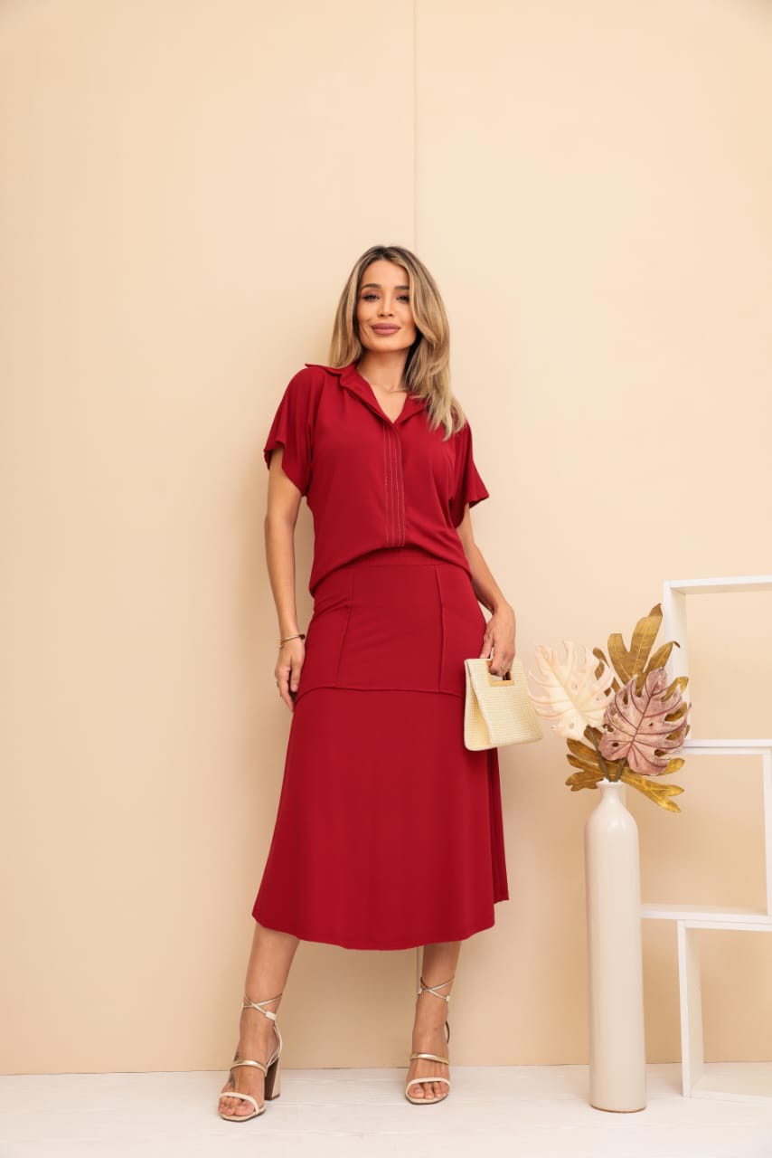 Conjunto Saia Sereia - Vermelho