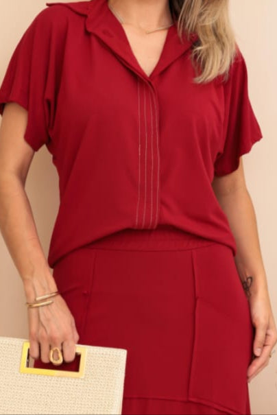 Conjunto Saia Sereia - Vermelho