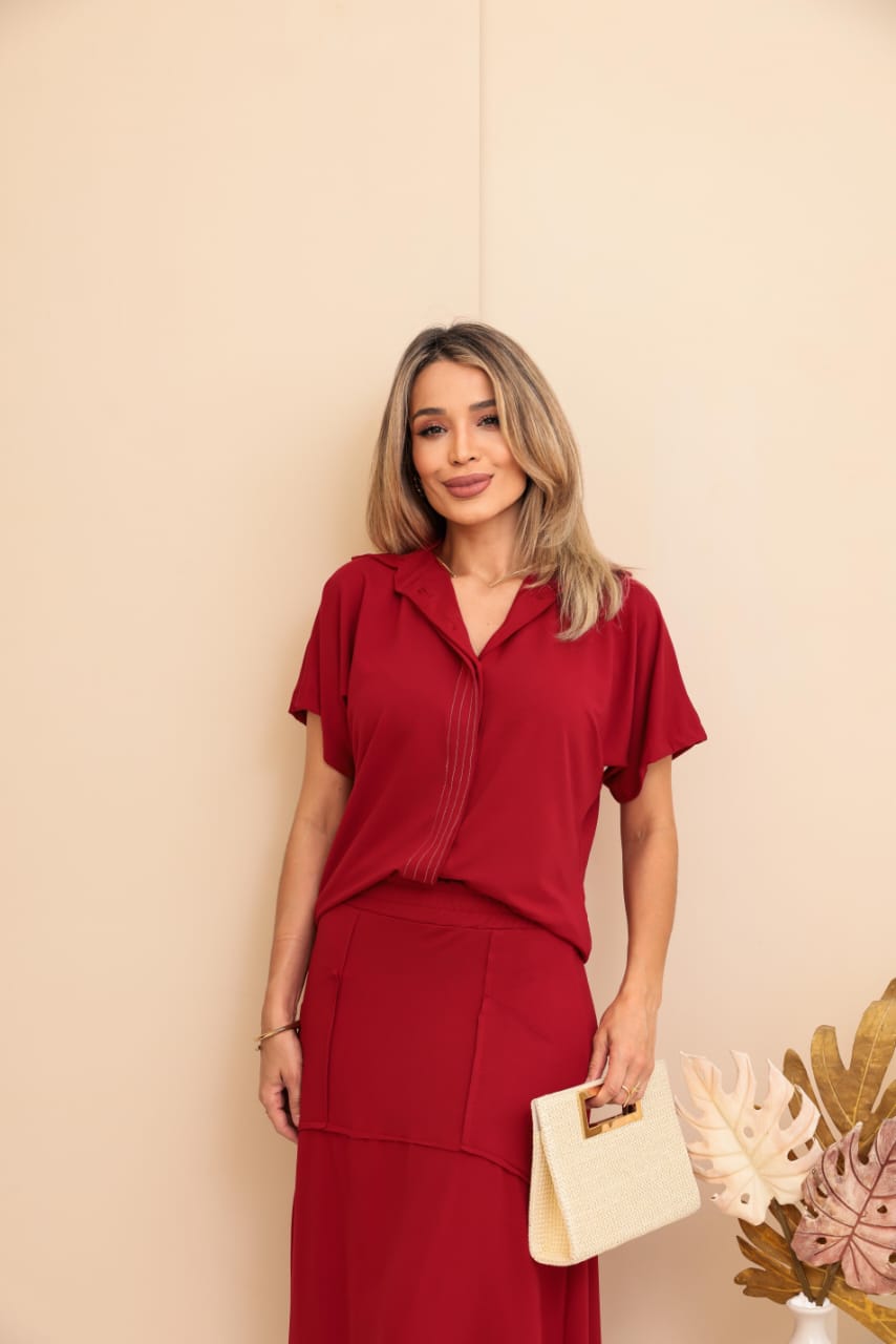 Conjunto Saia Sereia - Vermelho