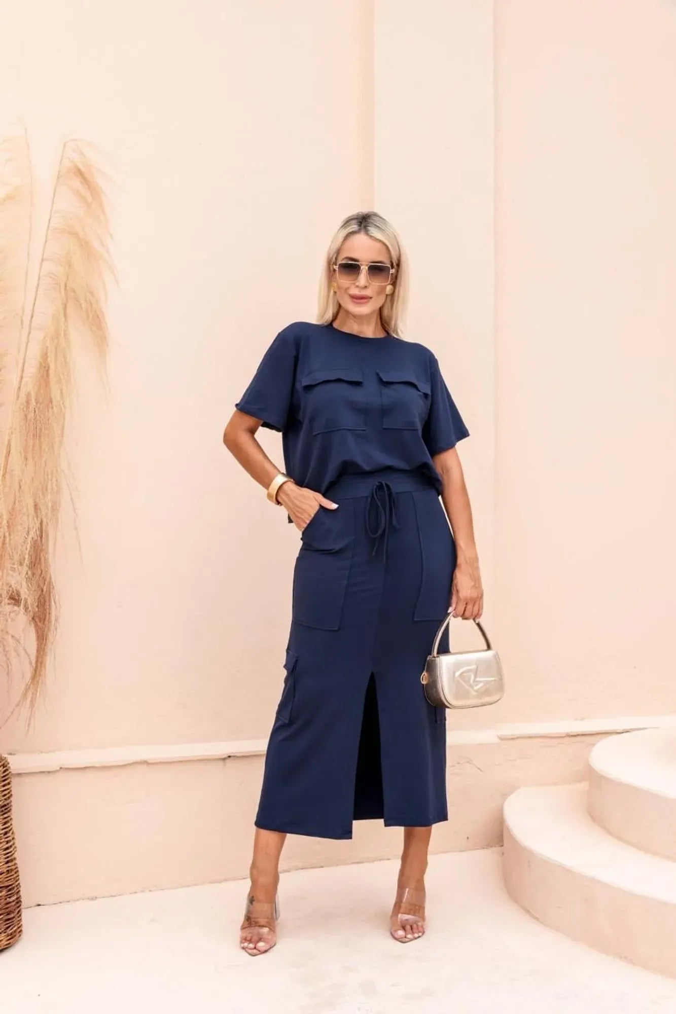 Conjunto Saia Cargo - Azul Marinho