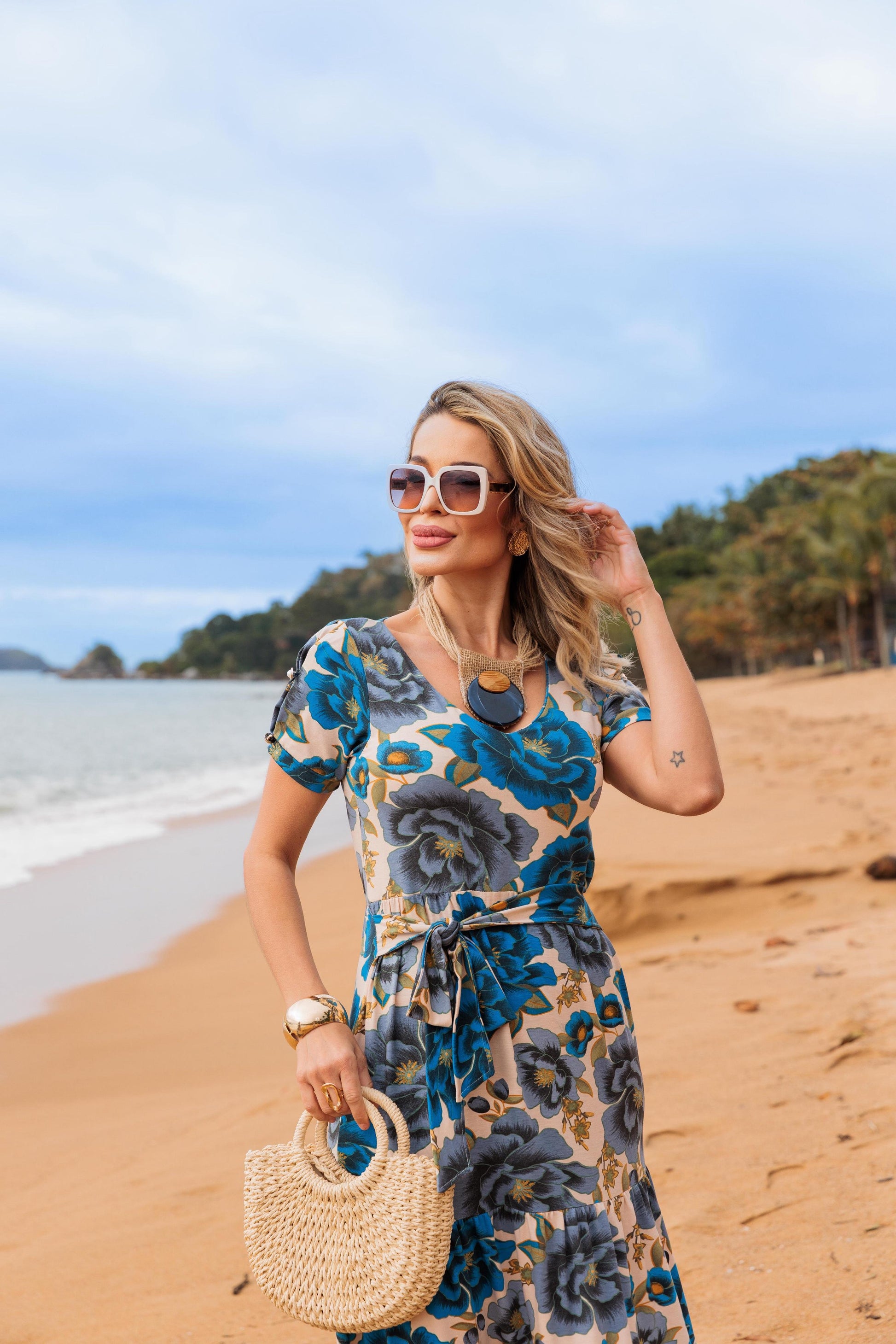 Vestido Três Marias - Floral Azul