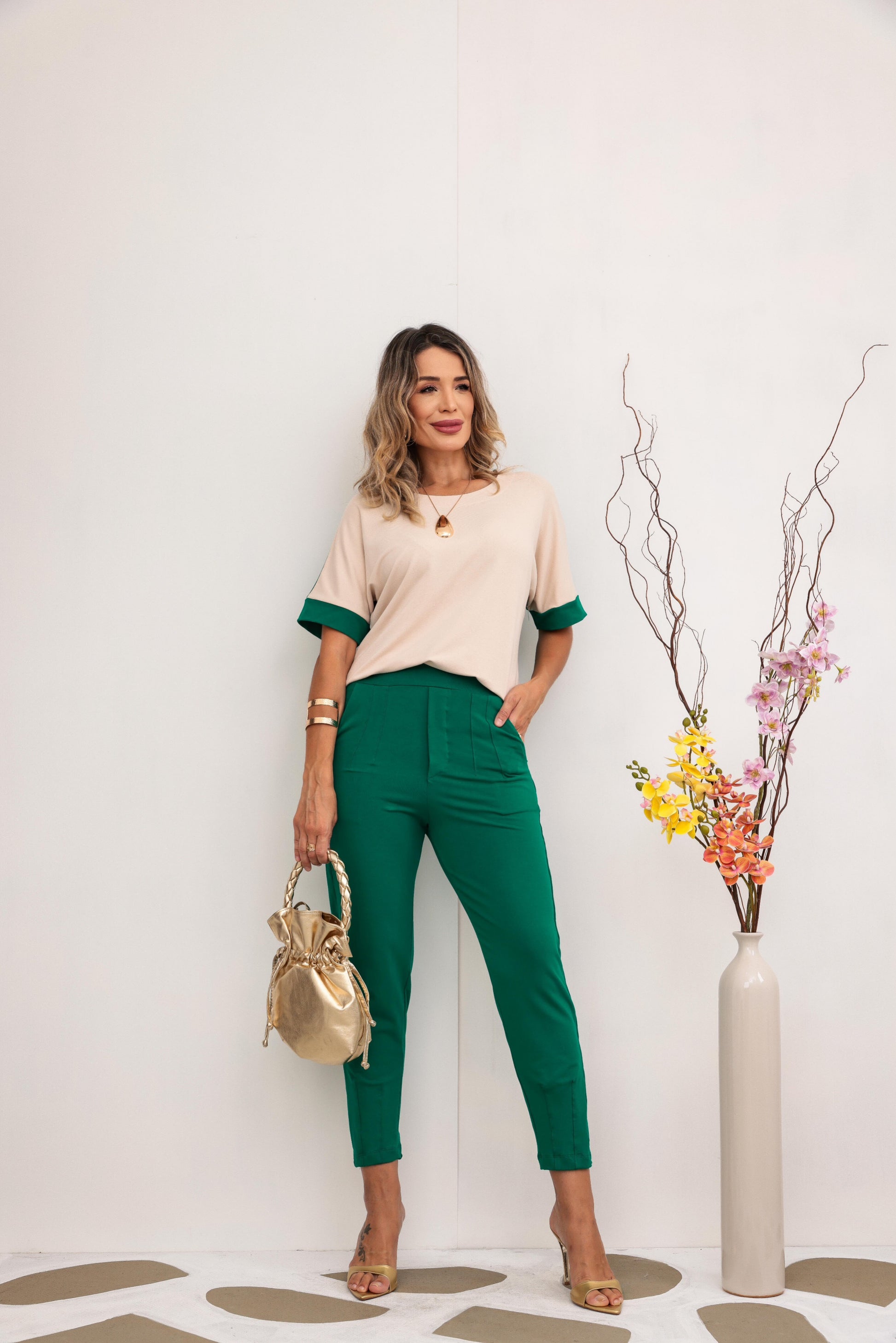 Conjunto Lazúli - Areia com Verde