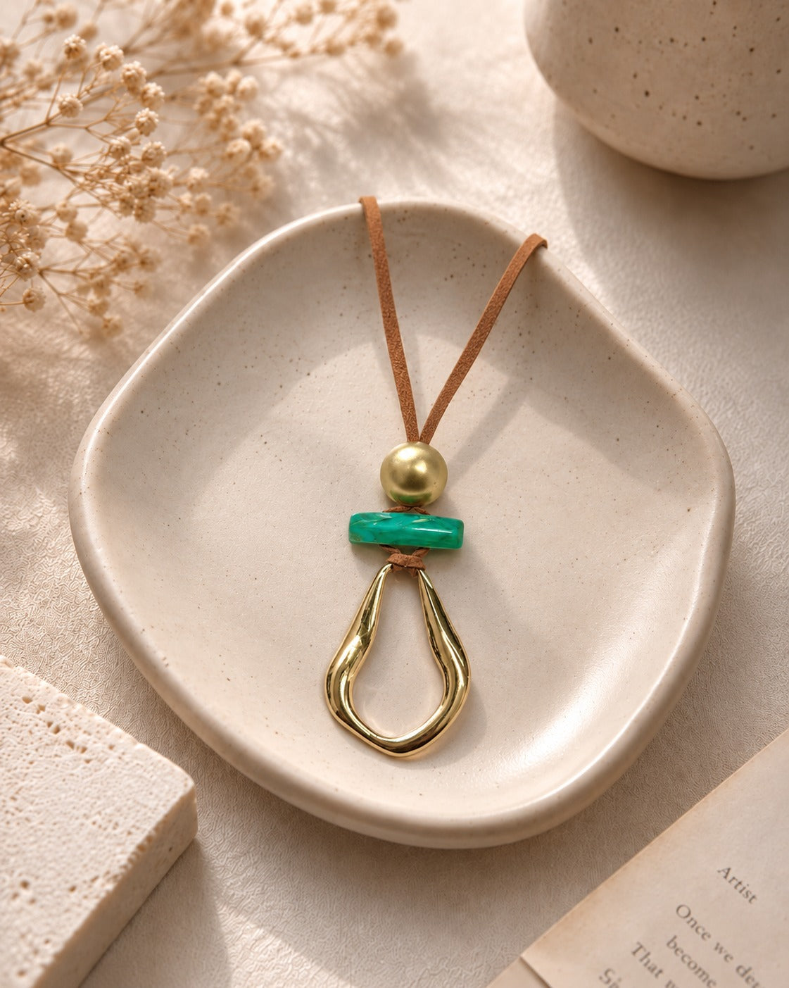 Colar Gotas - Verde Jade