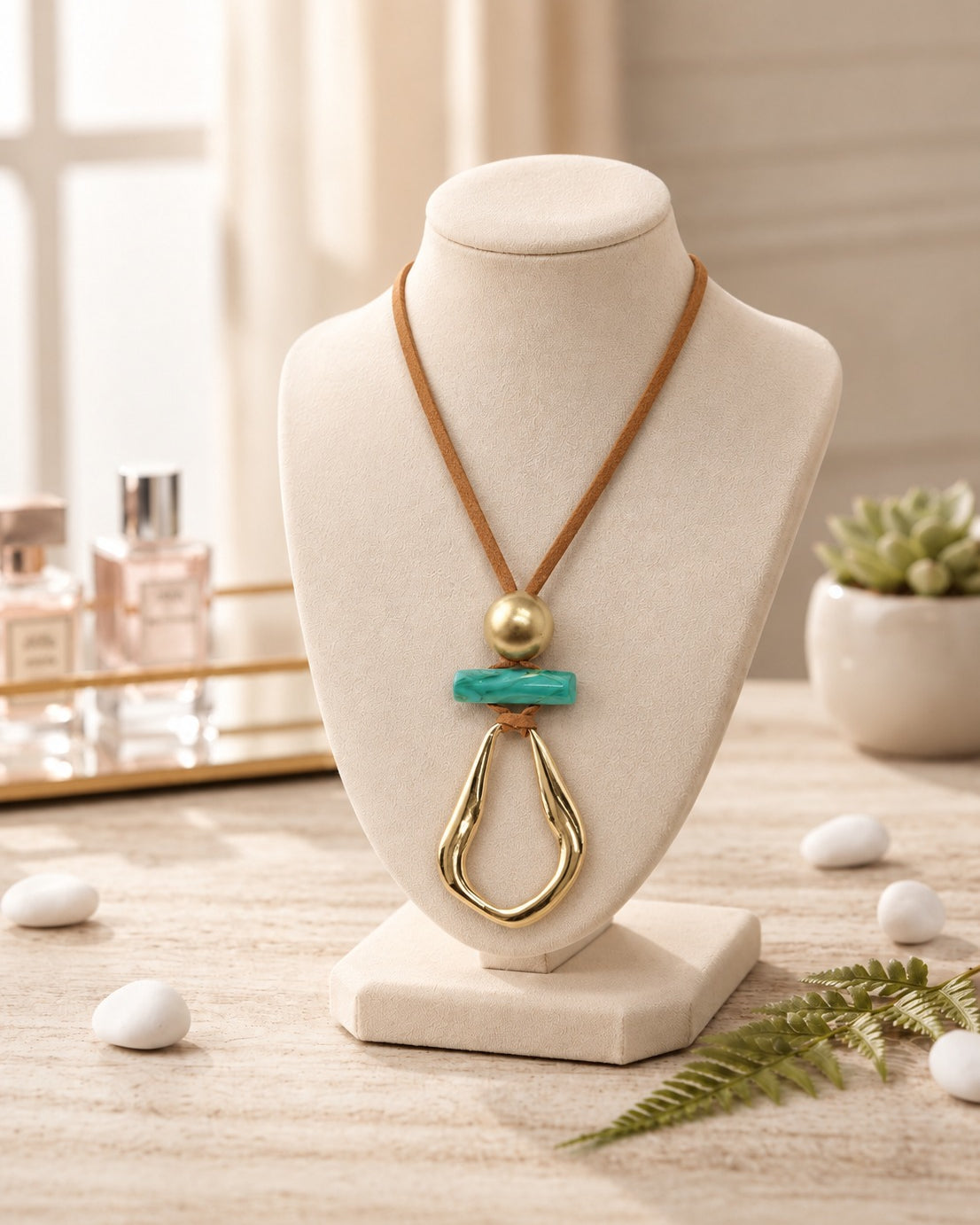 Colar Gotas - Verde Jade