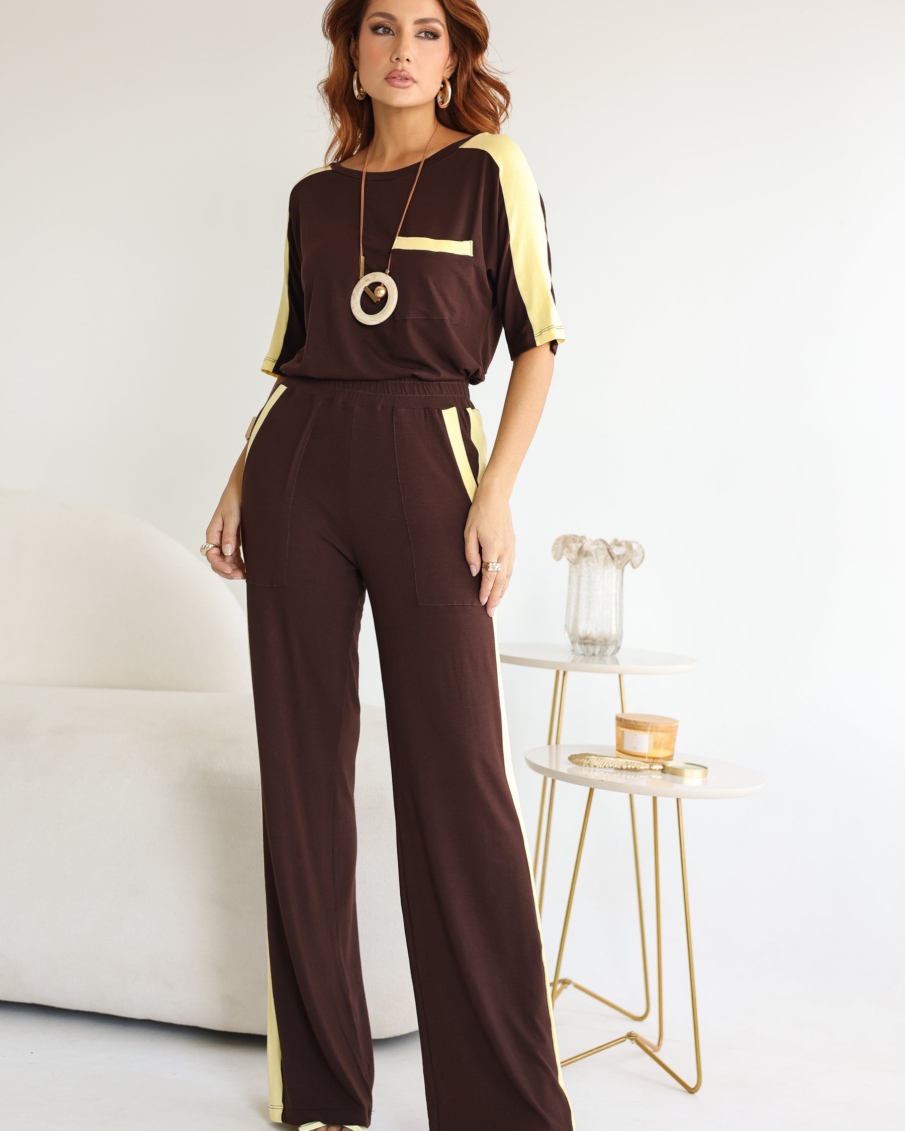 Conjunto Aspen - Marrom/Amarelo