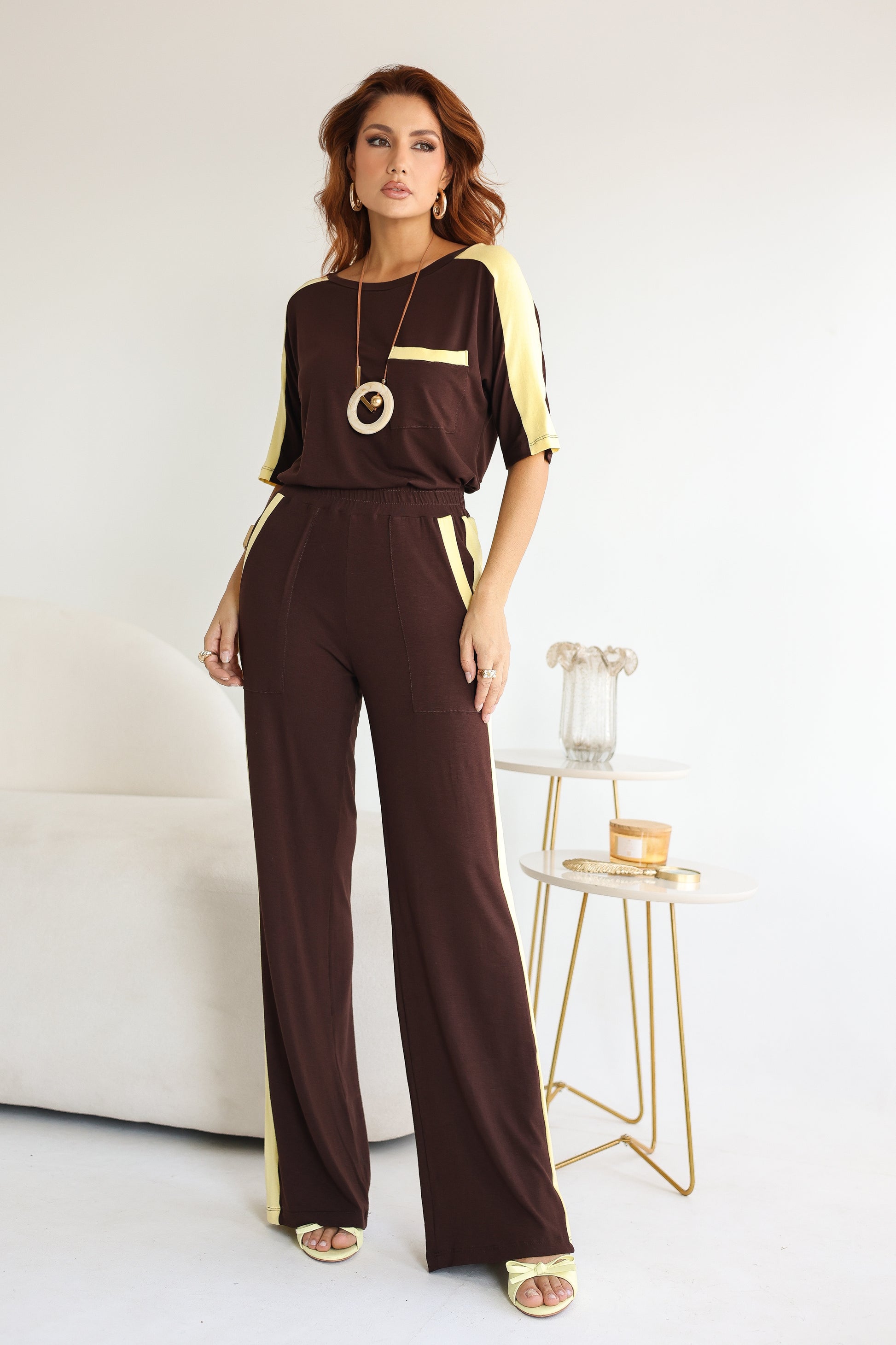 Conjunto Aspen - Marrom/Amarelo