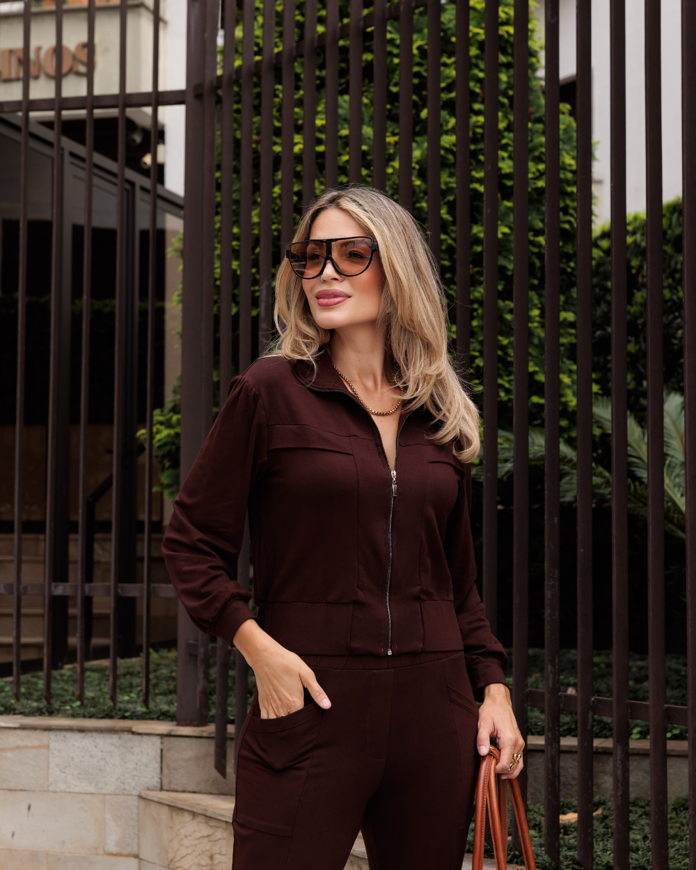 Conjunto Bomber - Marrom