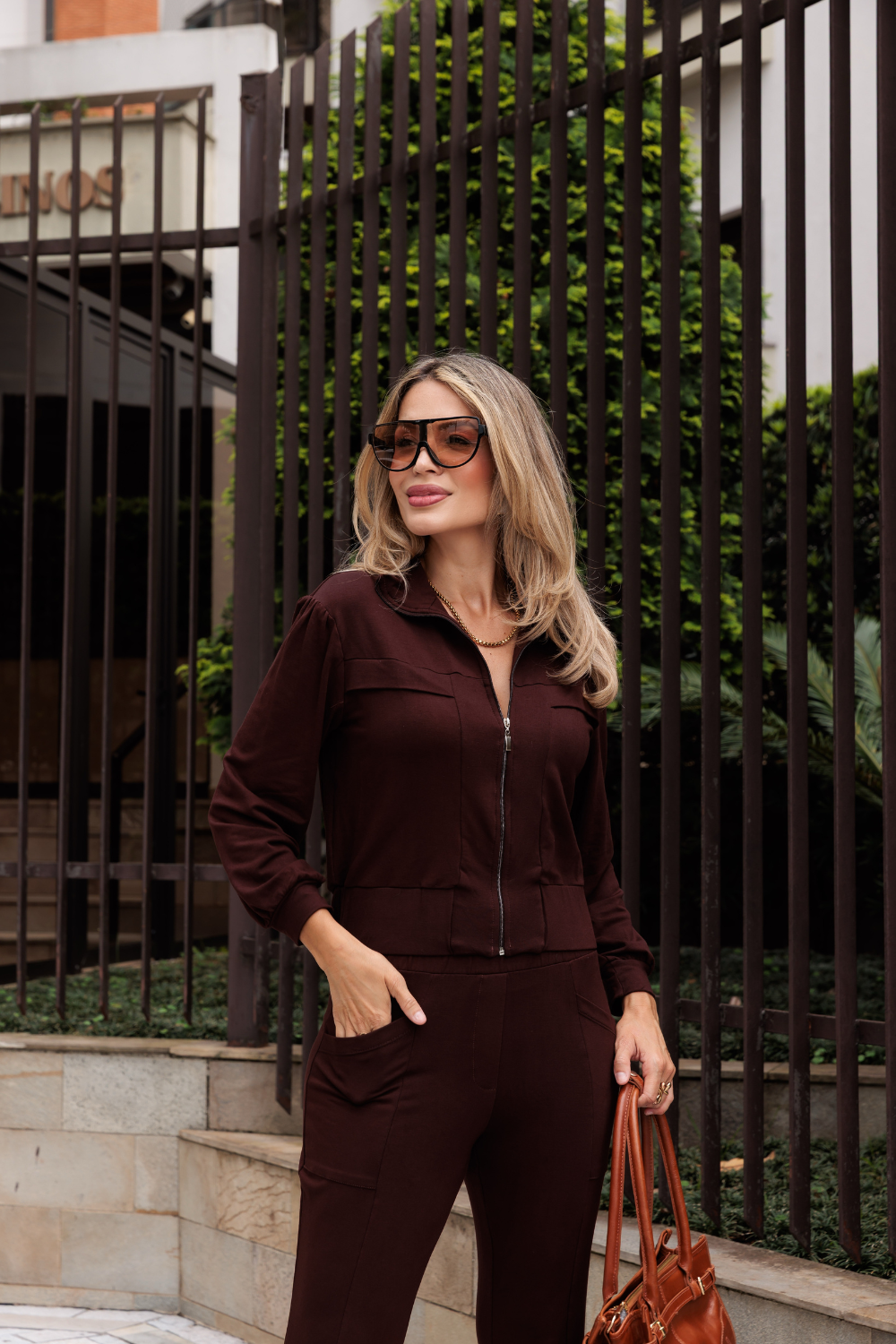 Conjunto Bomber - Marrom