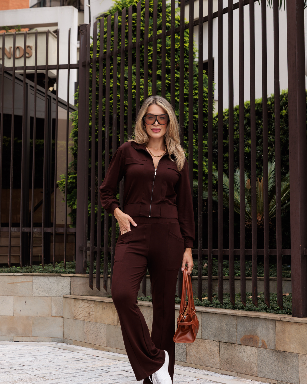 Conjunto Bomber - Marrom