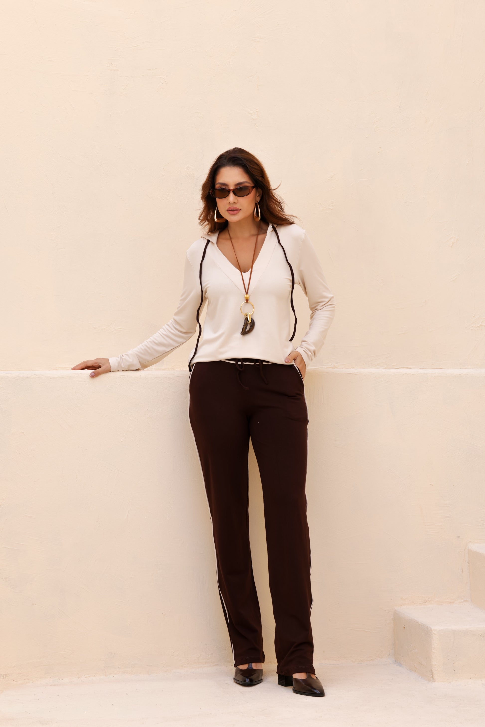Conjunto Fashion - Marrom / Off