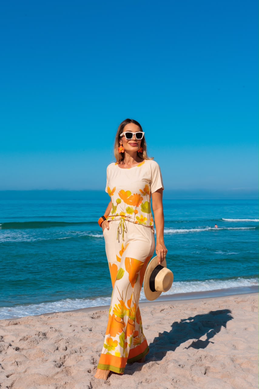 Conjunto Lemon - Floral Laranja