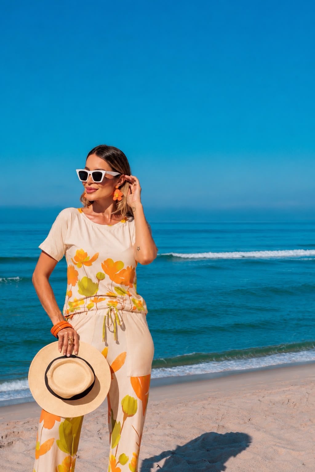 Conjunto Lemon - Floral Laranja