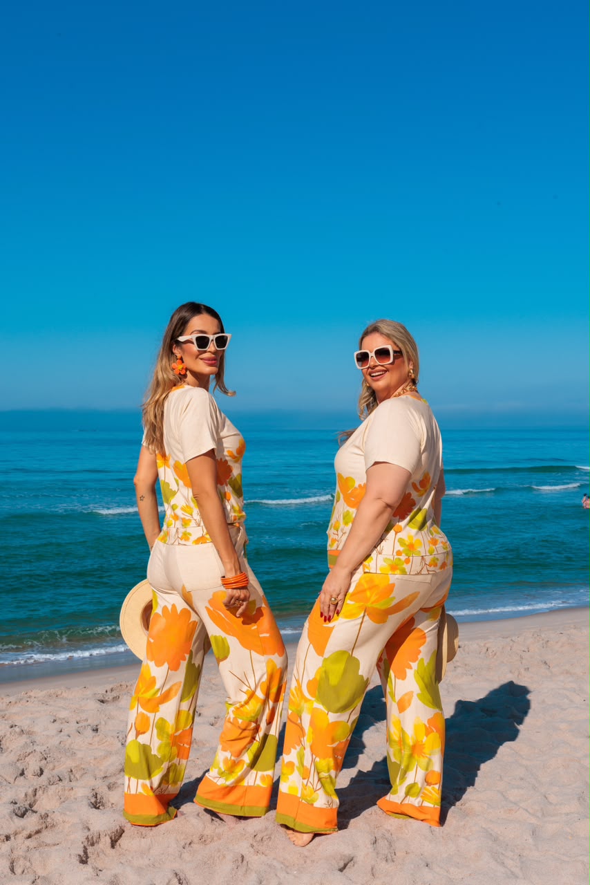 Conjunto Lemon - Floral Laranja
