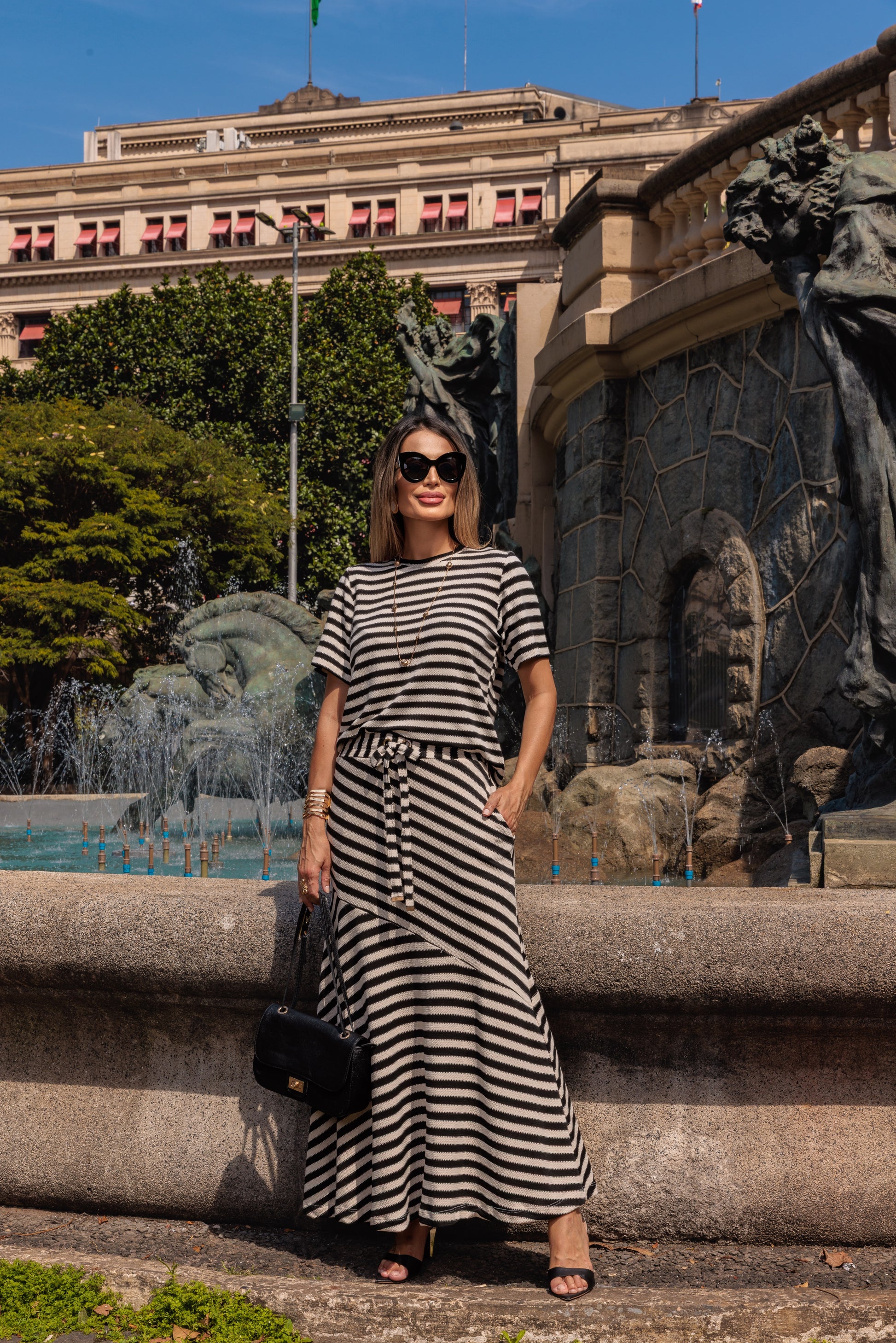 Conjunto New Astúrias - Preto Listrado