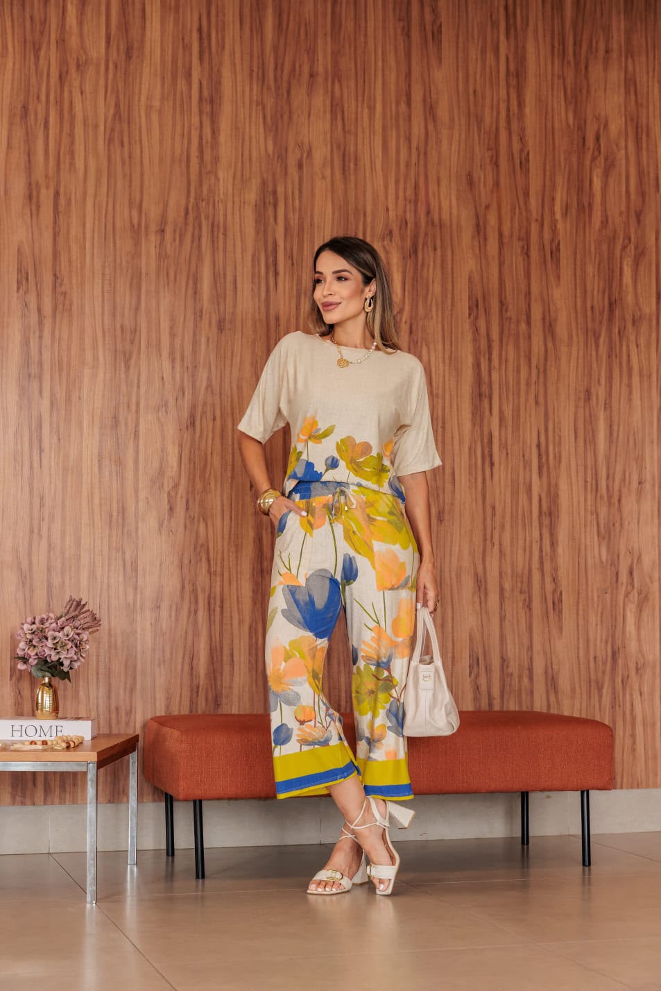 Conjunto Panthacour Saudita - Floral Azul
