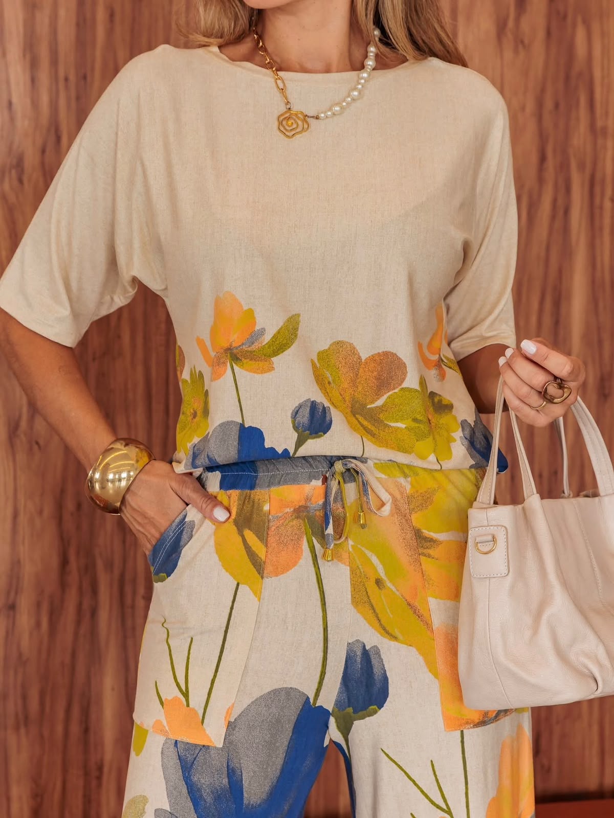 Conjunto Panthacour Saudita - Floral Azul