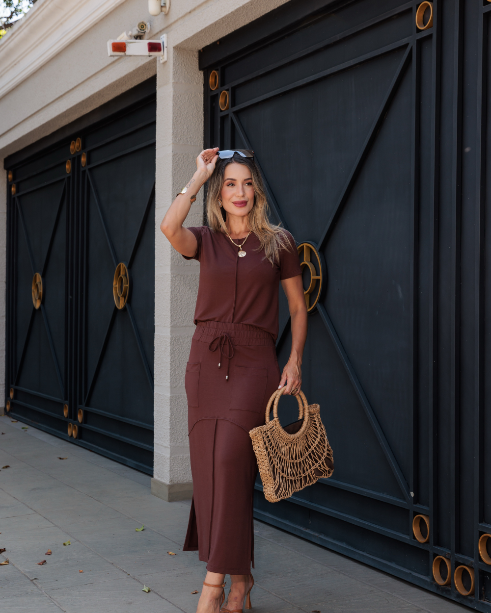 Conjunto Saia Amber - Marrom