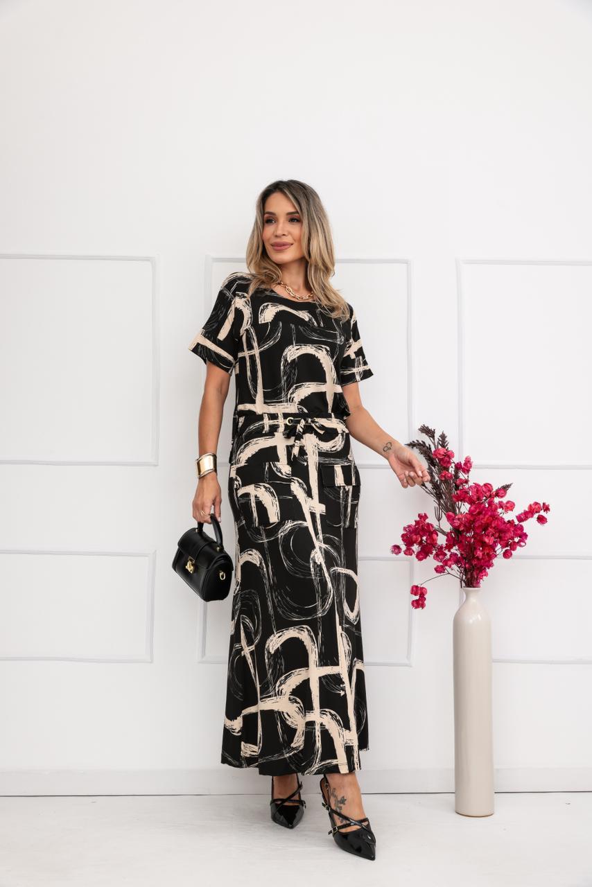 Conjunto Saia Nevada - Estampado Preto