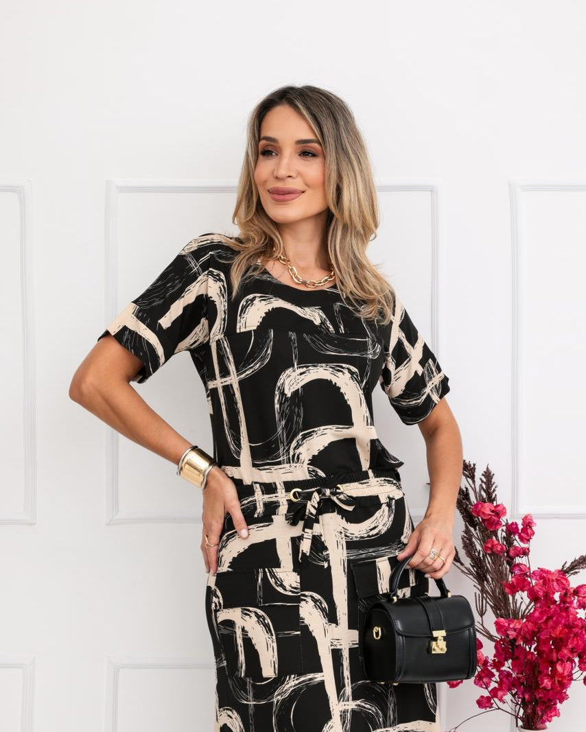Conjunto Saia Nevada - Estampado Preto
