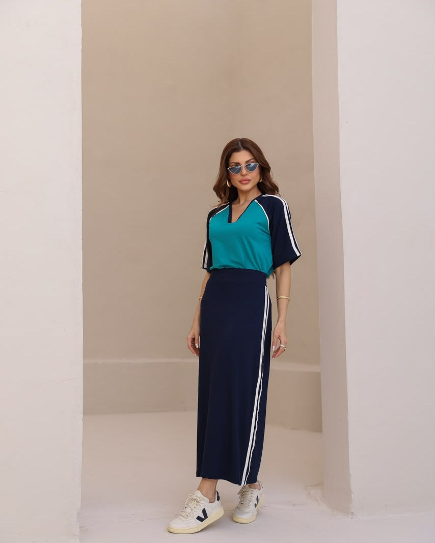 Conjunto Saia Option - Turquesa/Marinho