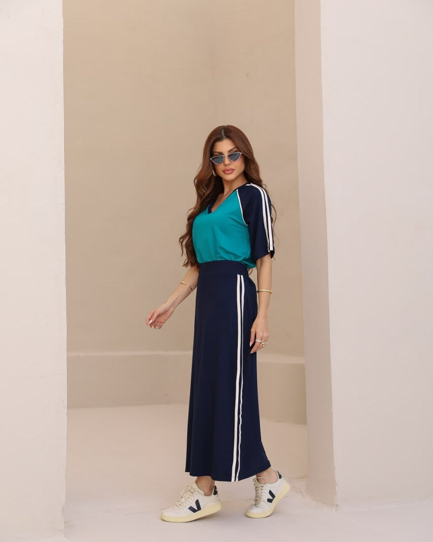 Conjunto Saia Option - Turquesa/Marinho