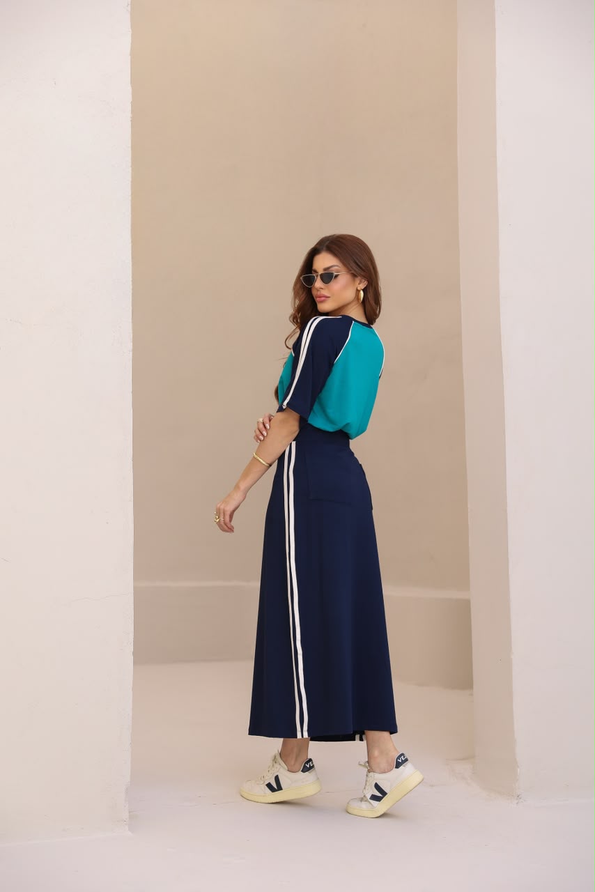 Conjunto Saia Option - Turquesa/Marinho