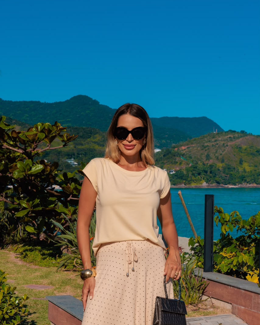 Conjunto Saia Polka - Amarelo Manteiga