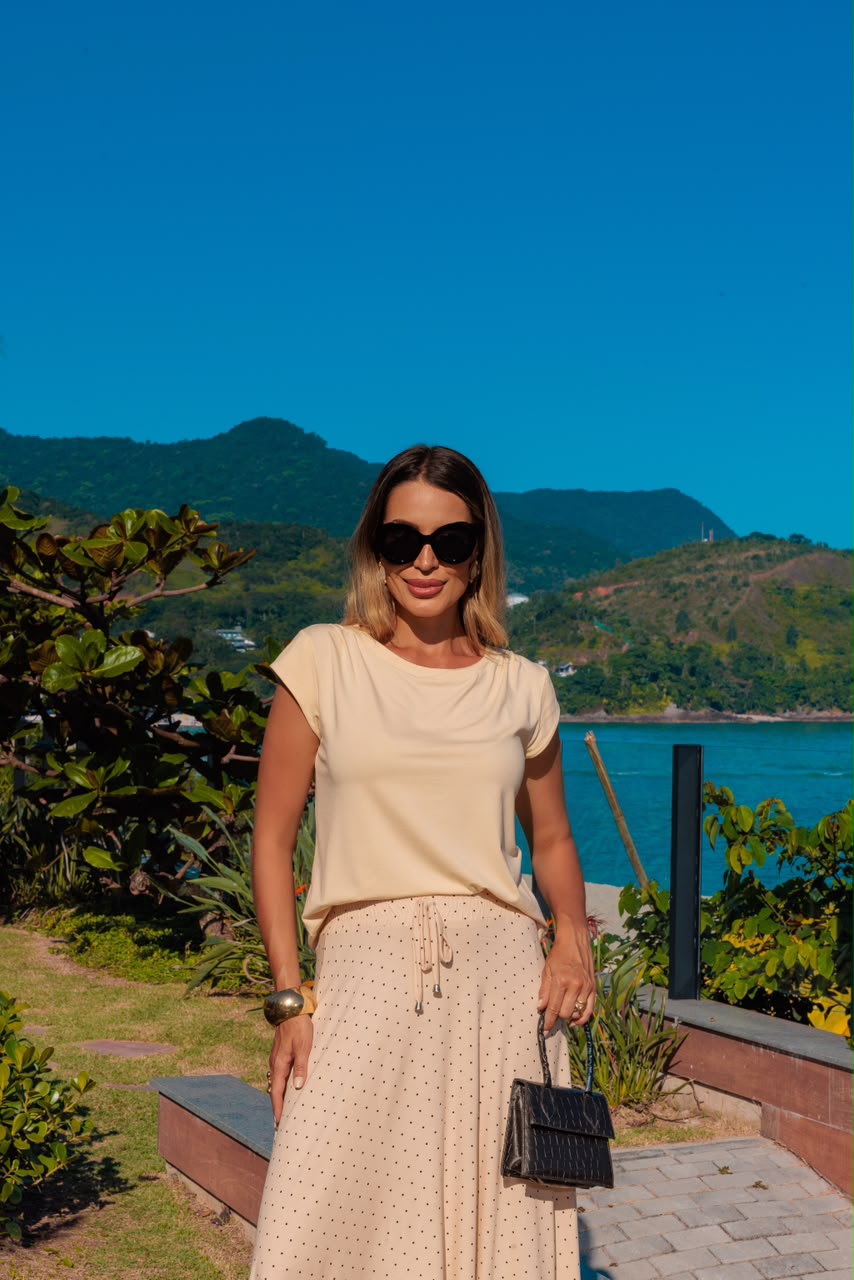 Conjunto Saia Polka - Amarelo Manteiga