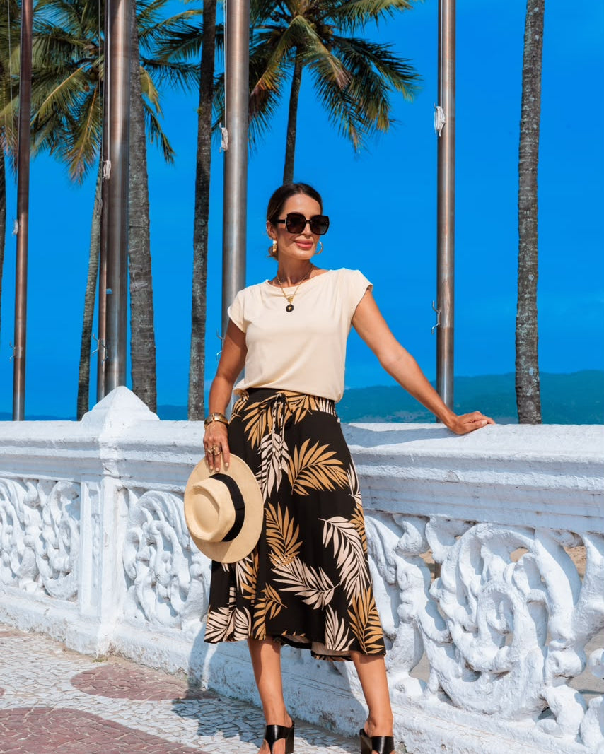 Conjunto Saia Polka - Estampado Preto