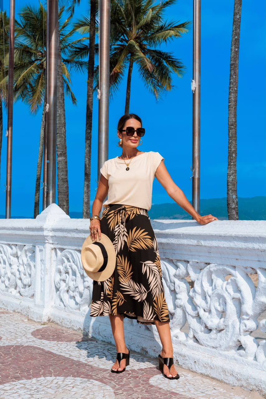 Conjunto Saia Polka - Estampado Preto