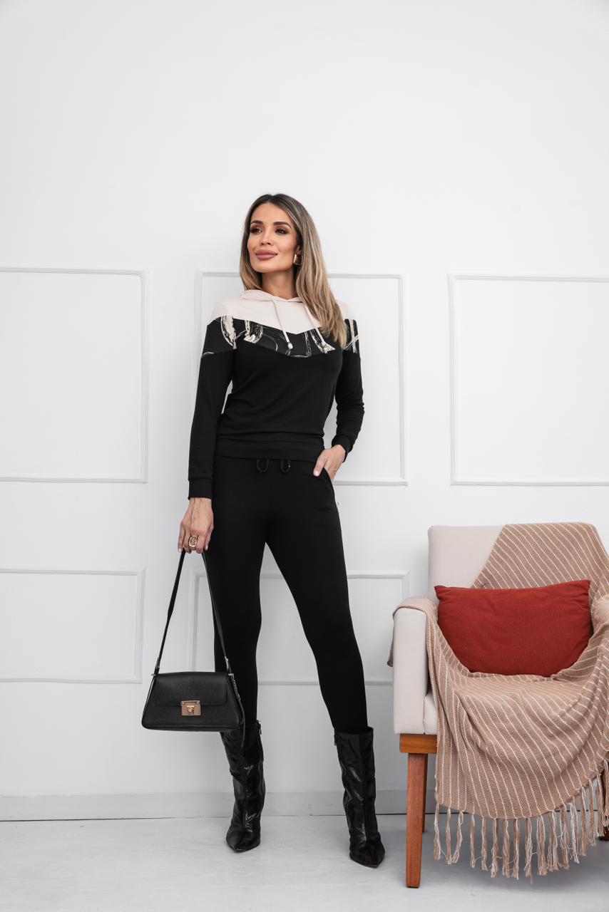 Conjunto Singular - Estampado Linear Preto