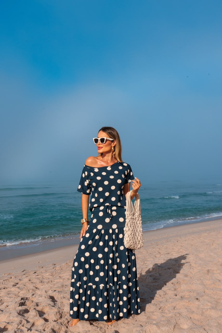 Conjunto Saia Três Marias - Azul Marinho