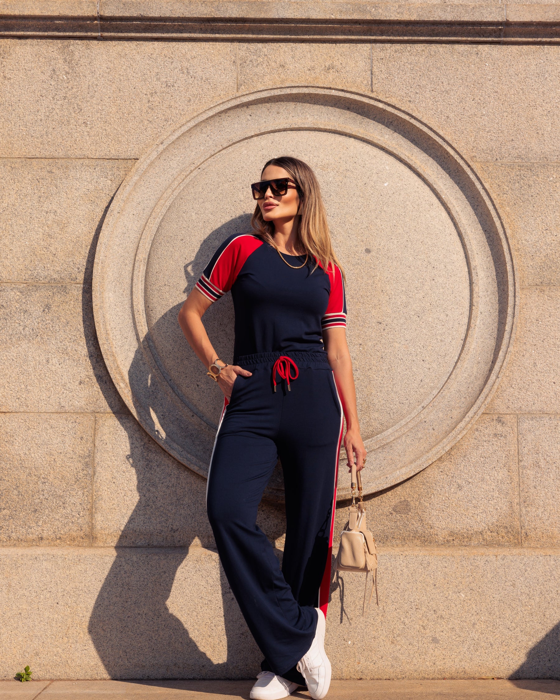 Conjunto Trevo - Azul Marinho/Vermelho