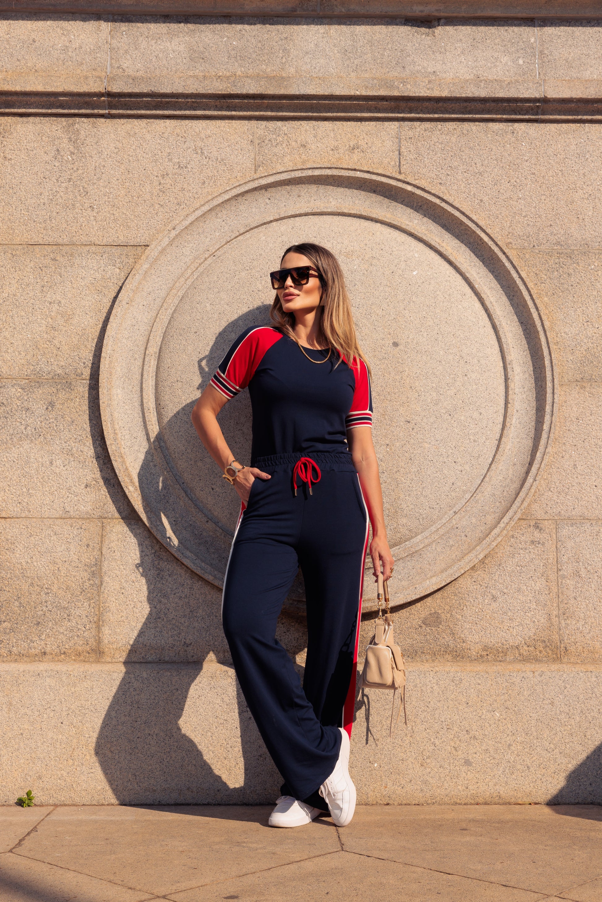 Conjunto Trevo - Azul Marinho/Vermelho