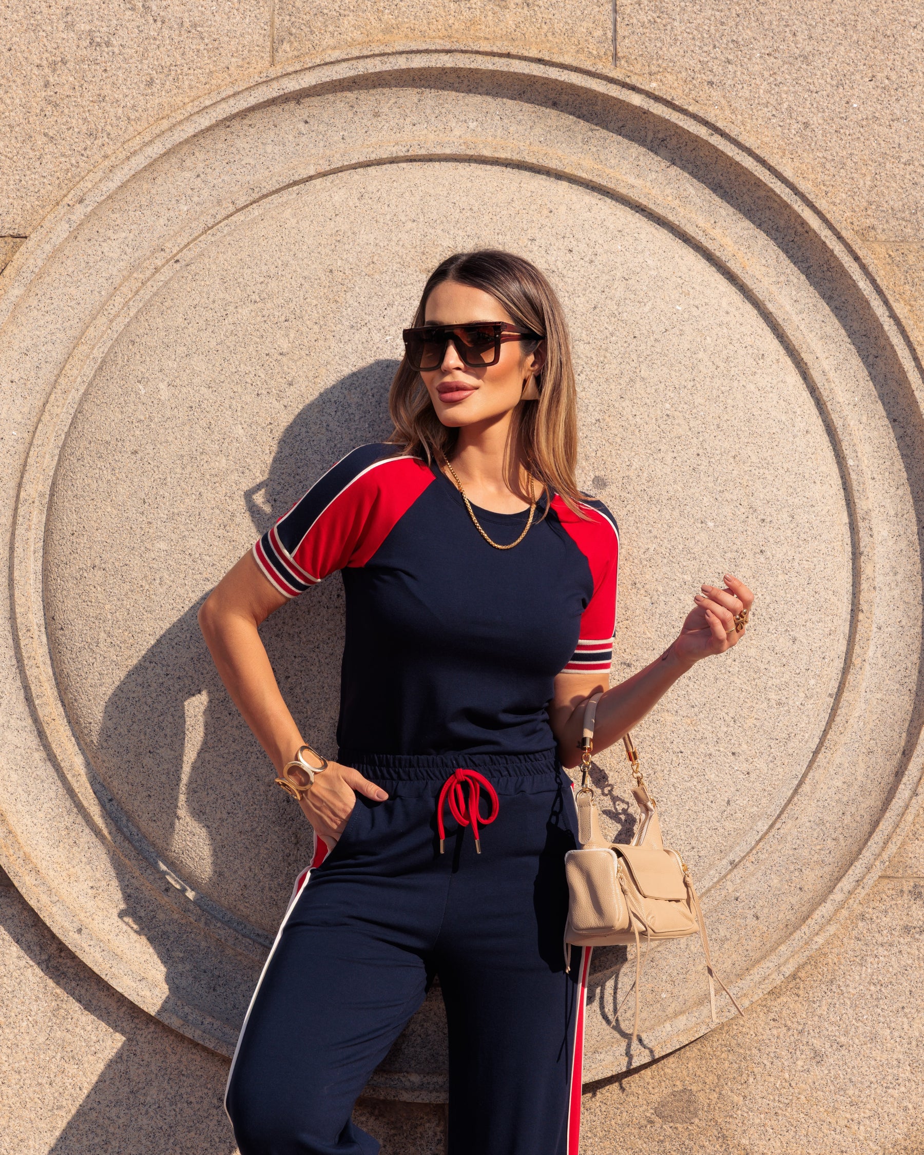 Conjunto Trevo - Azul Marinho/Vermelho