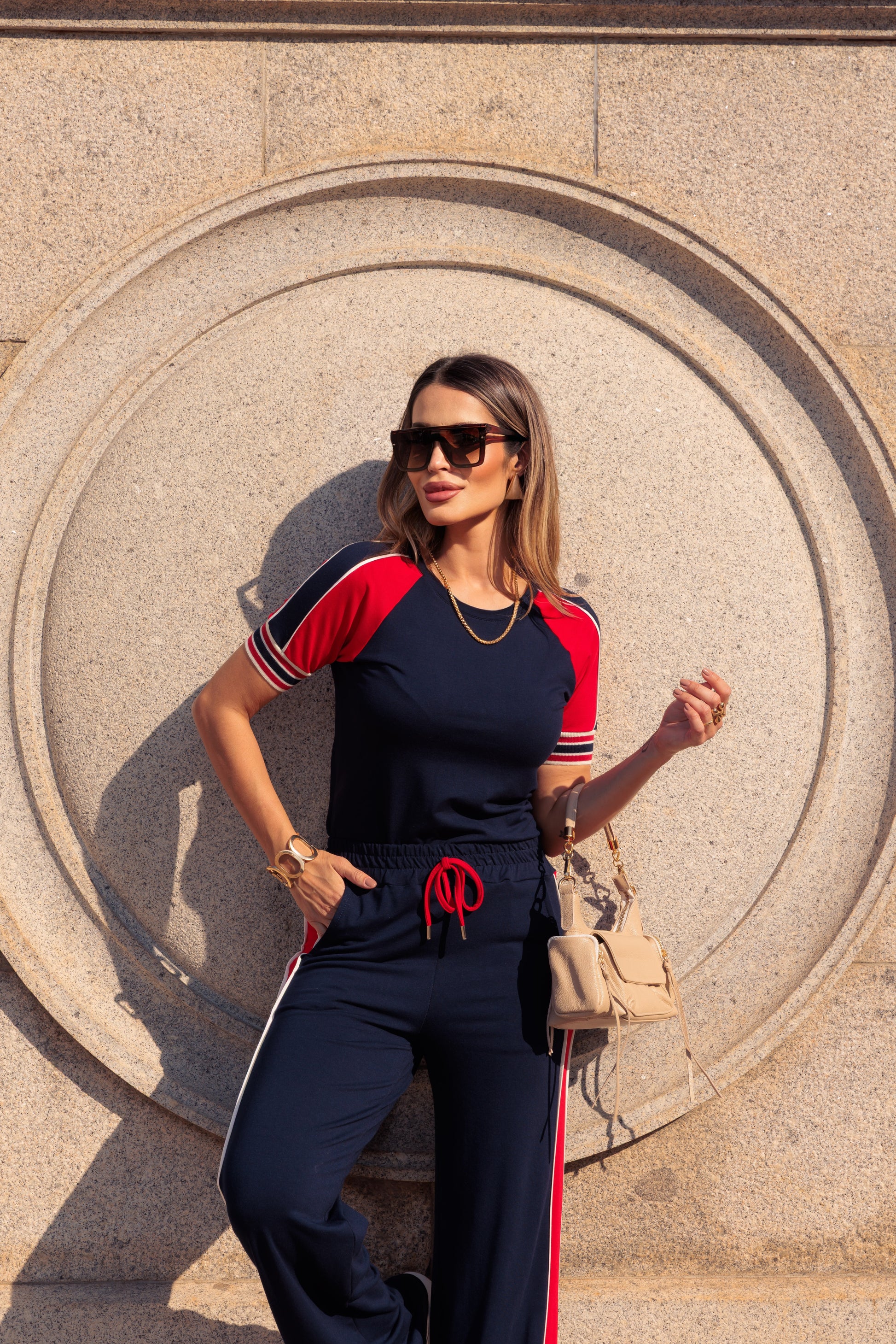 Conjunto Trevo - Azul Marinho/Vermelho