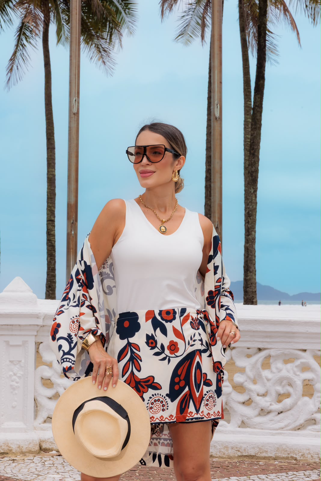 Conjunto Veranil - Estampado Marinho/Terracota