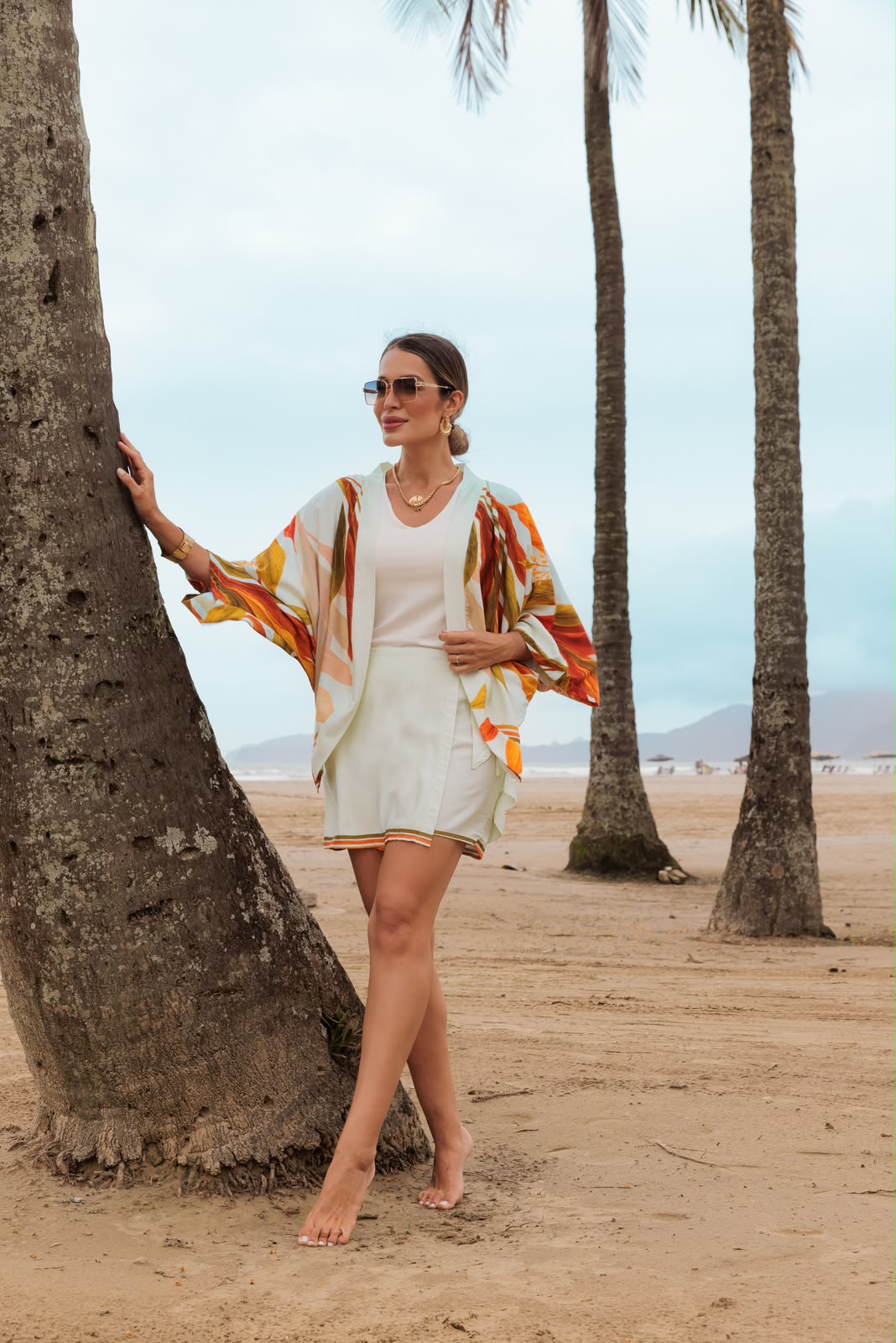 Conjunto Veranil - Floral Laranja