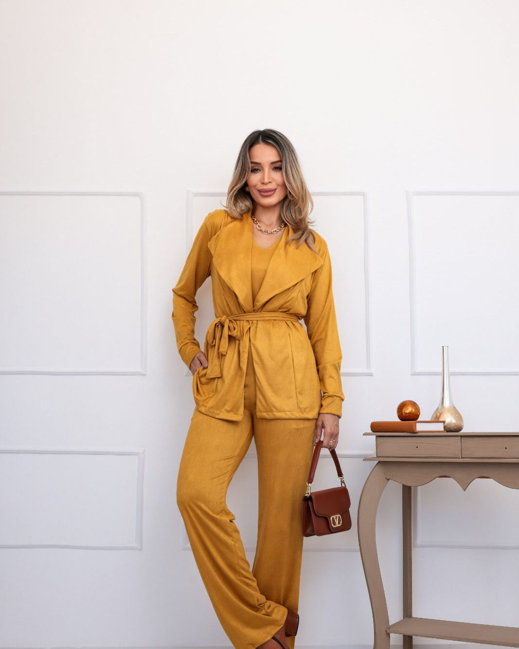 Conjunto Suede - Mostarda