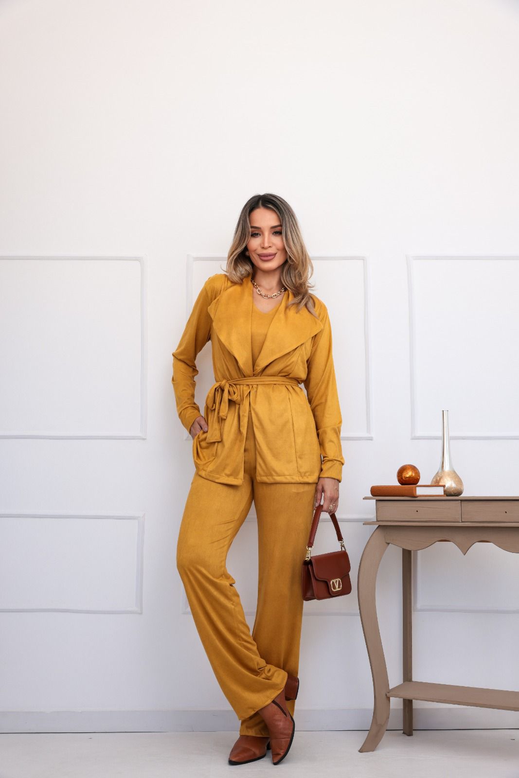 Conjunto Suede - Mostarda