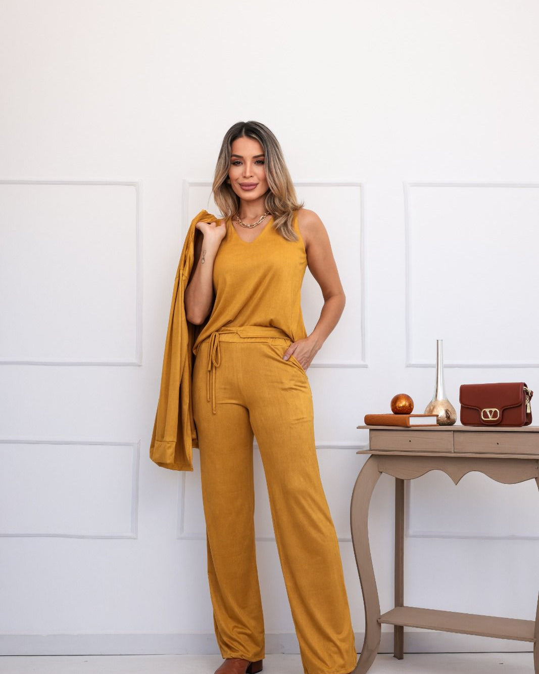 Conjunto Suede - Mostarda
