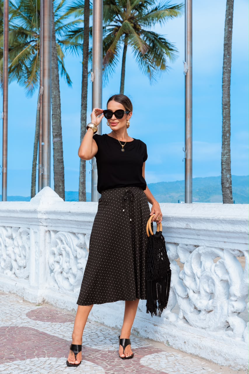 Conjunto Saia Polka - Preto