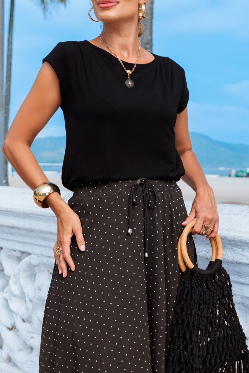 Conjunto Saia Polka - Preto