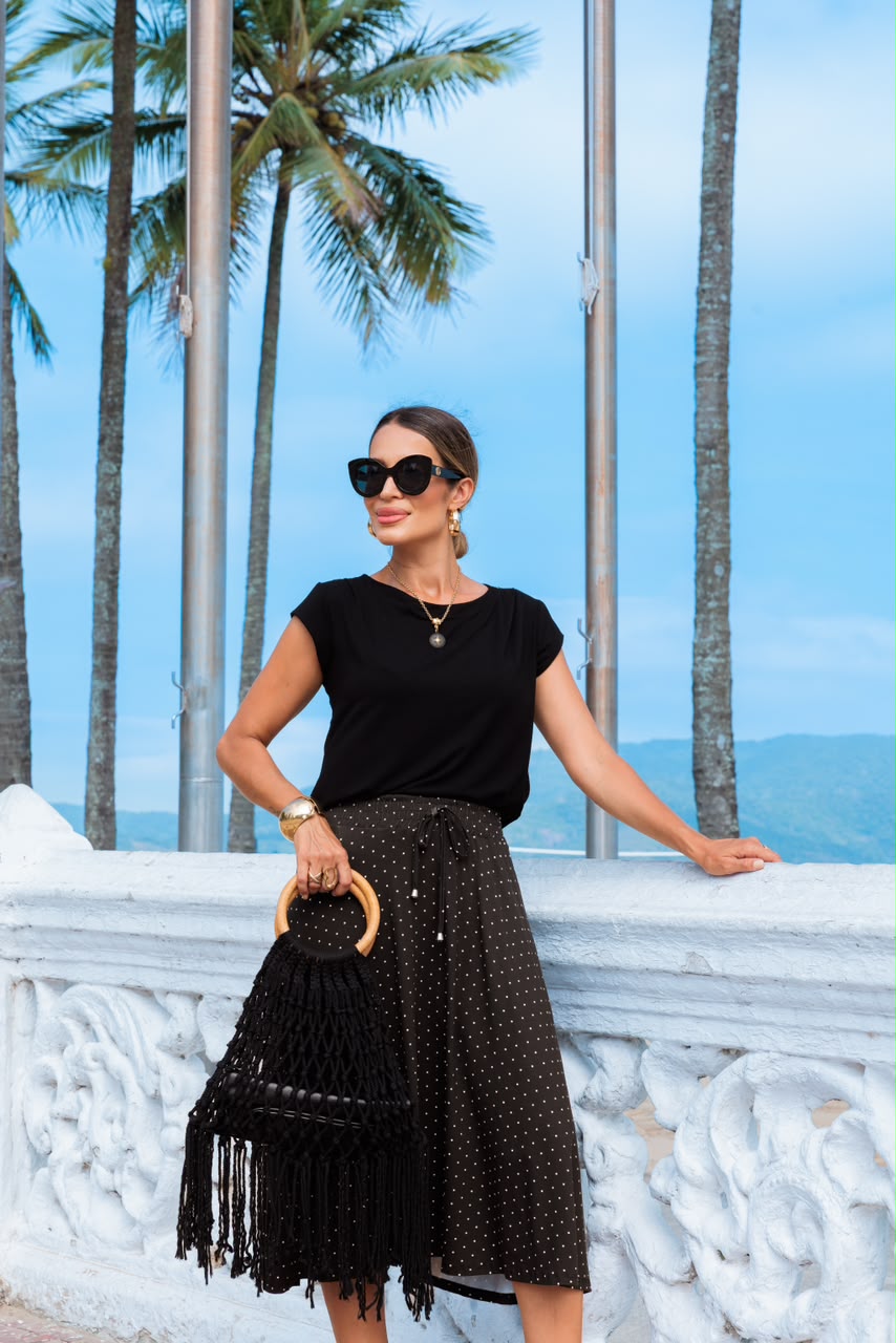 Conjunto Saia Polka - Preto