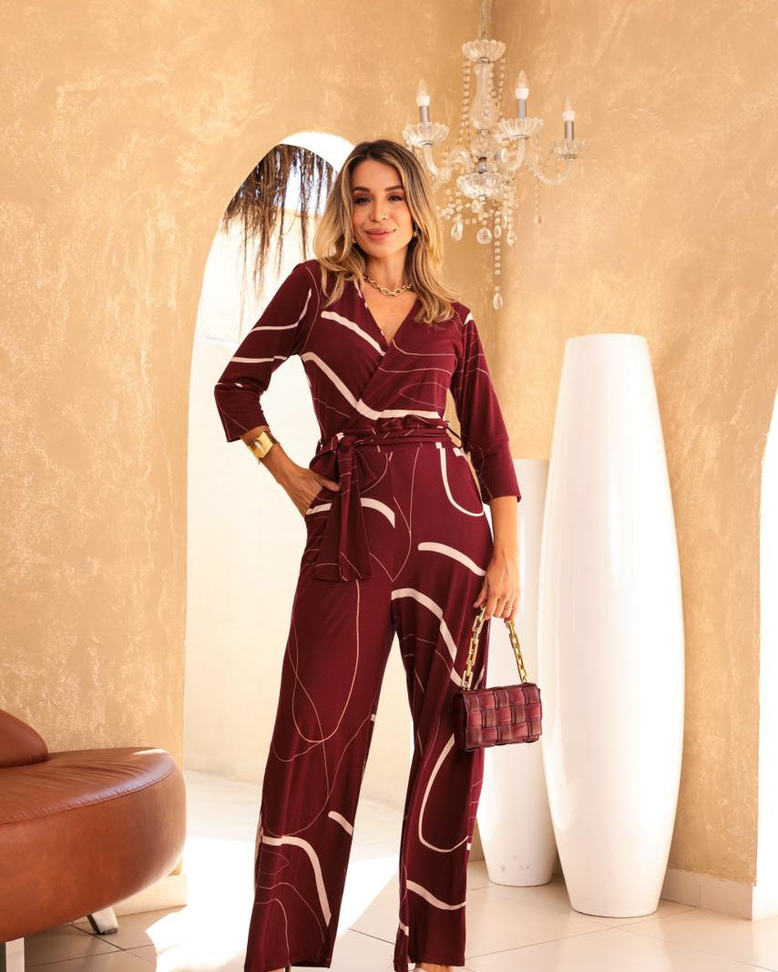 Macacão Argo - Estampado Marsala