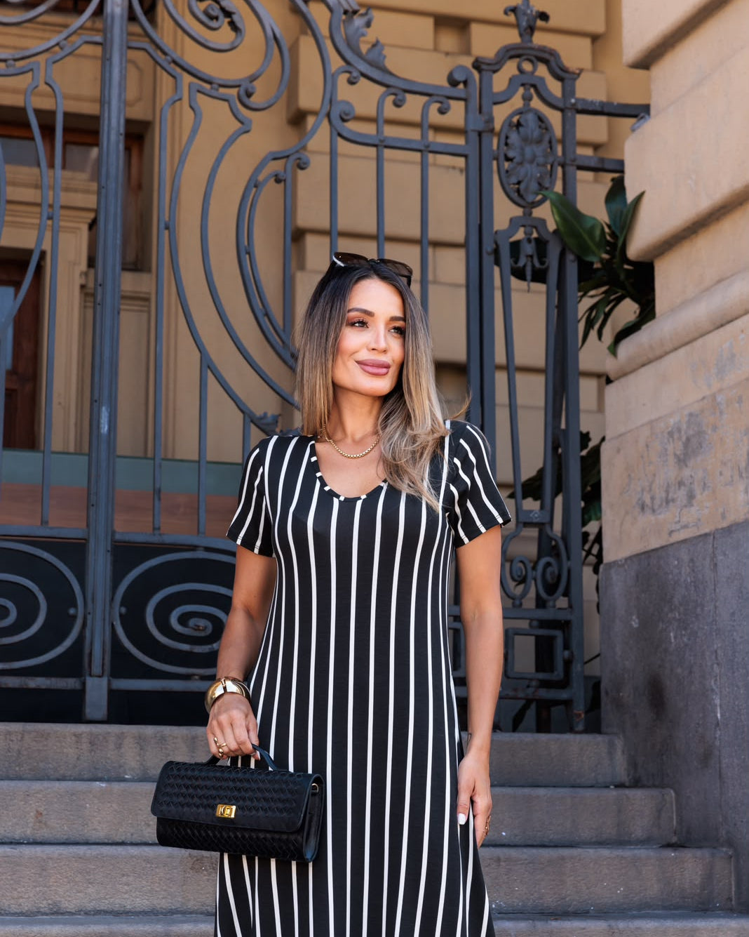 Vestido Fresh - Listrado Preto