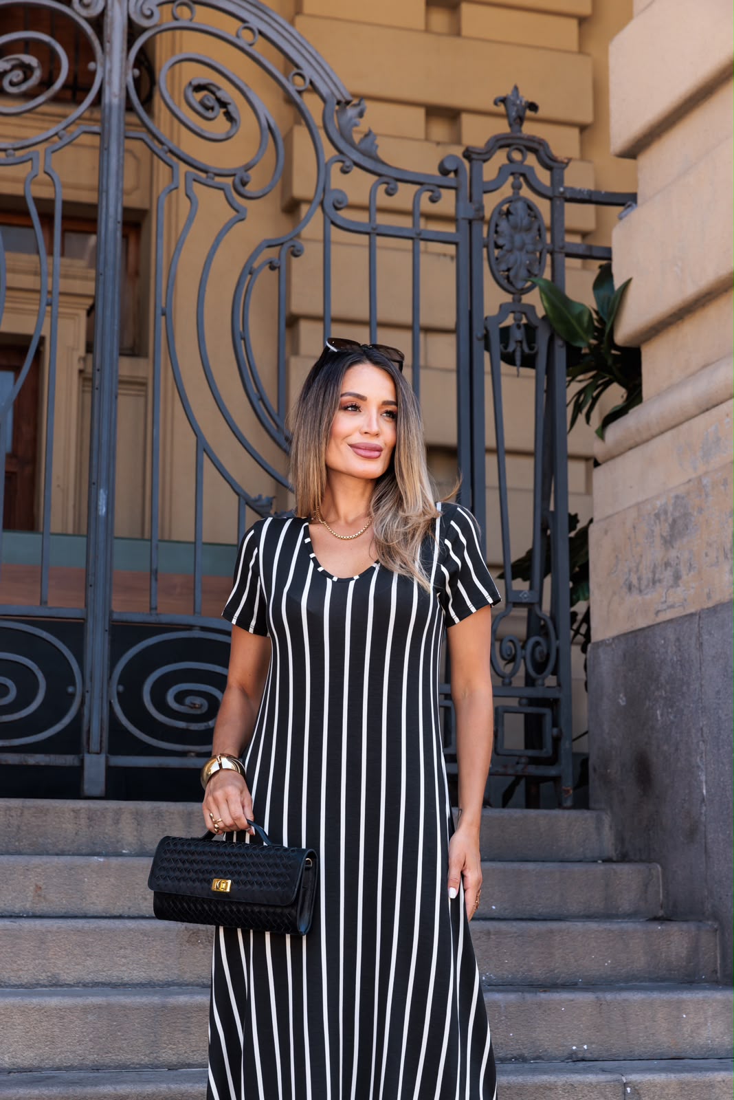 Vestido Fresh - Listrado Preto