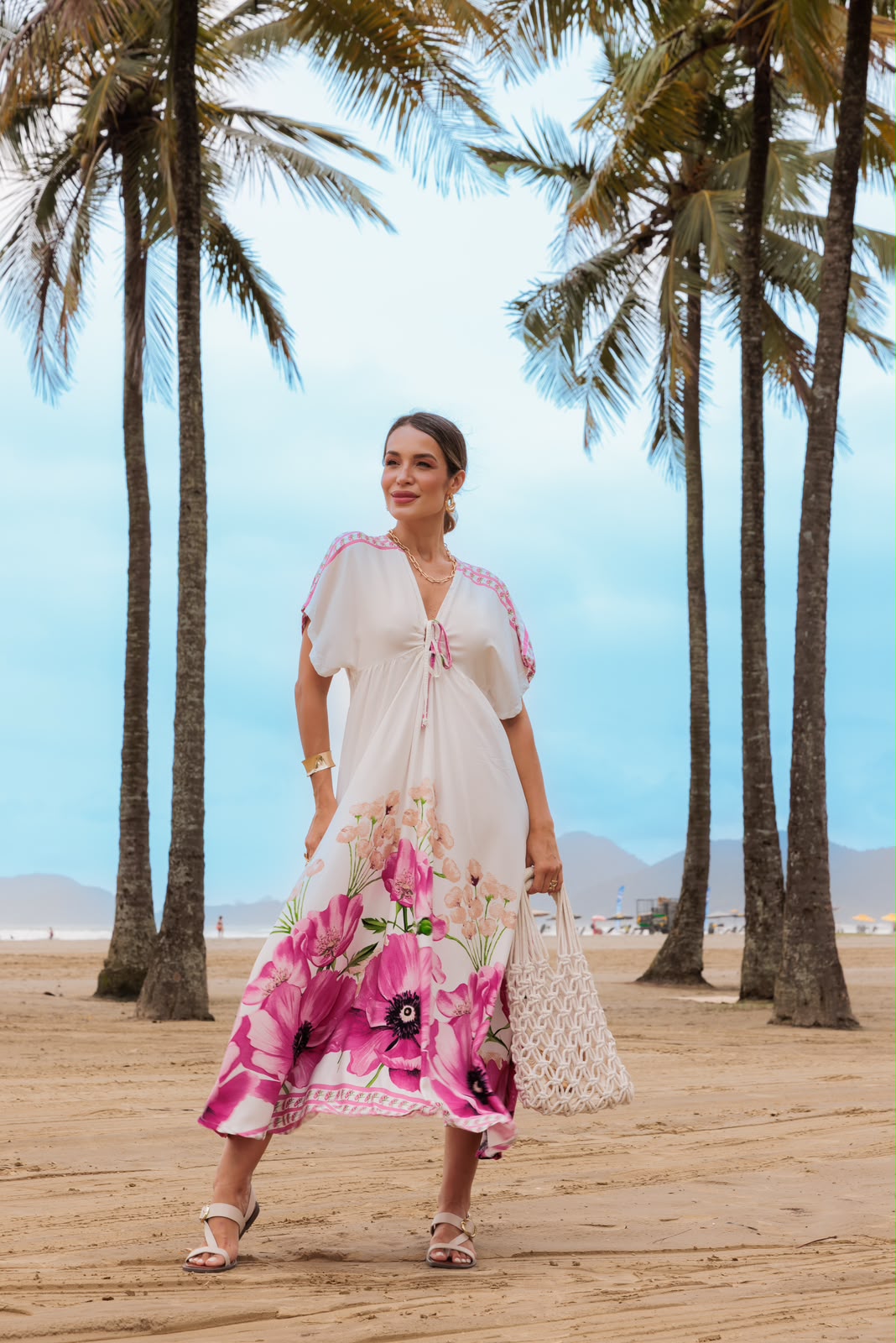 Vestido Playa - Estampado Rosa